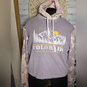 Hollister Lavender Tie Dye Cropped Pullover Hoodie